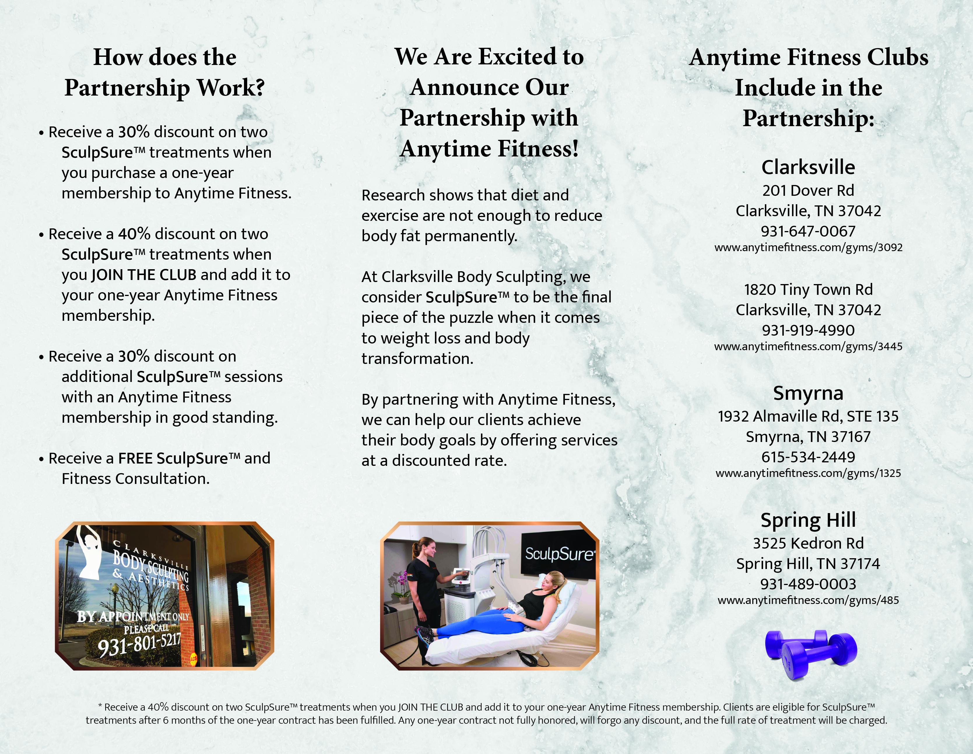 Clarksville Body Sculpting & Aesthetics partnership with Anytime Fitness in Clarksville